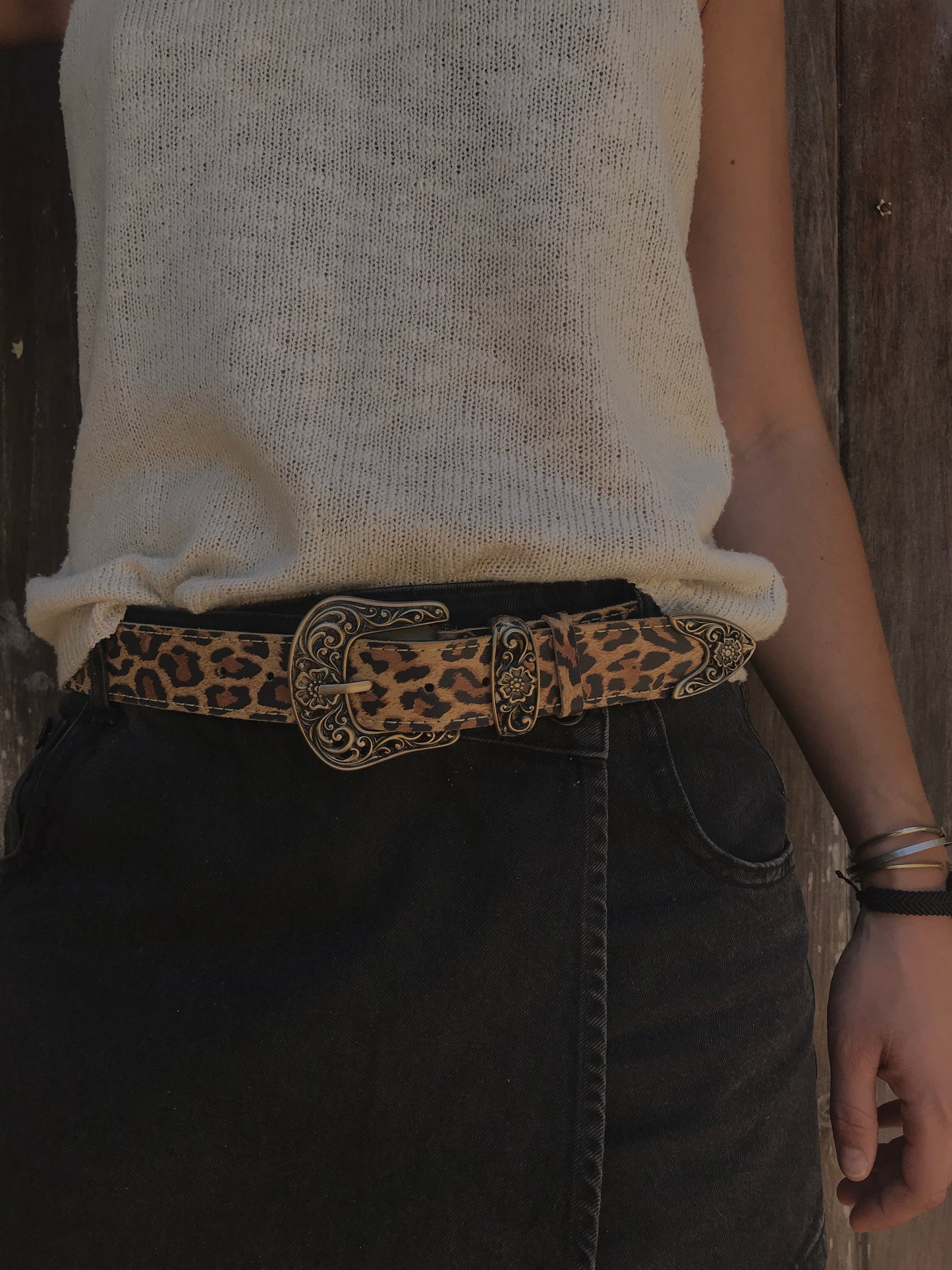 Cinturón Cuero Animal Print